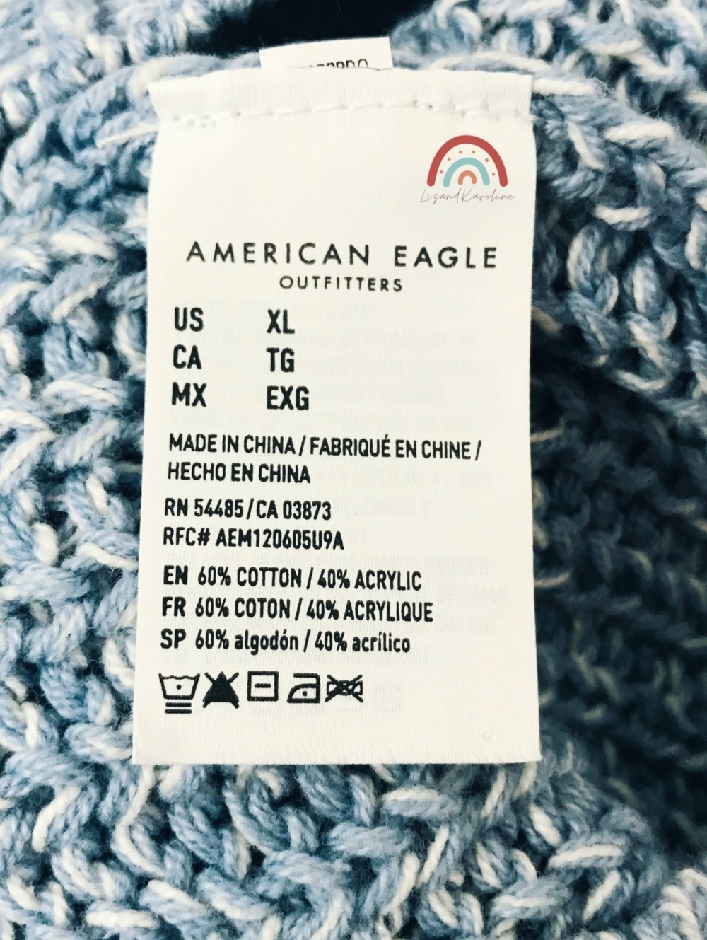 New! American Eagle Chunky Knit Oversized Longline Lattice Cozy Crewneck Sweater - Picture 10 of 10